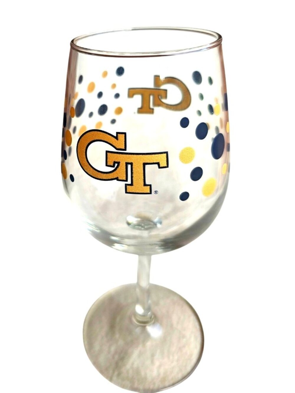 Georgia Tech Yellow Jackets Polka Dot Wine Glass 12oz NCAA New